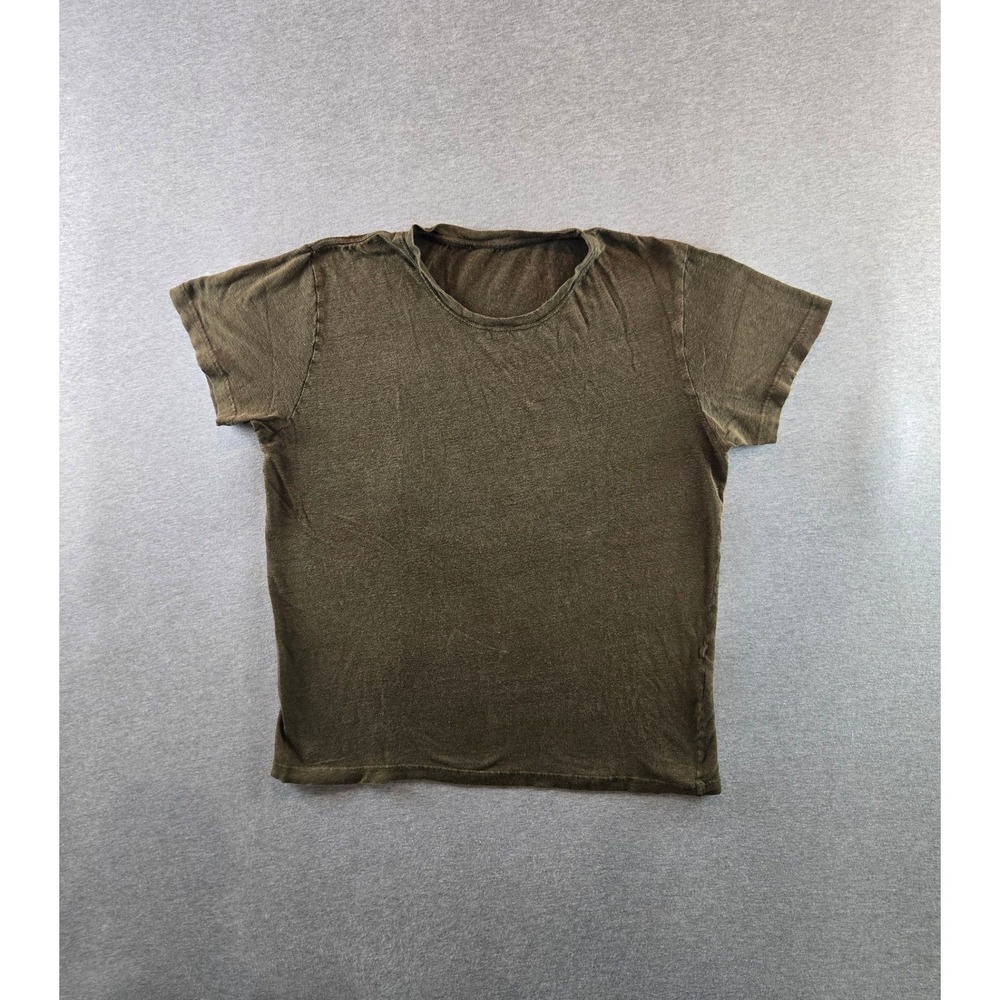 IRO Jaoui T-Shirt Womens 16W Olive Green 100% Linen Short Sleeve Crew Neck Tee‎